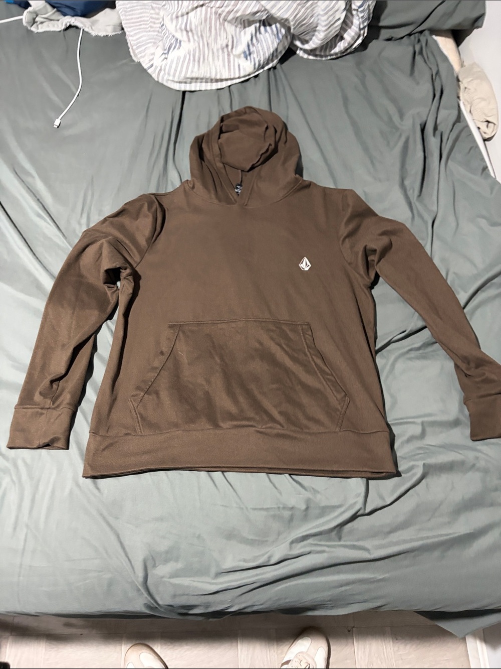 Volcom Men's Brown Hooded Pullover Sweatshirt with Logo